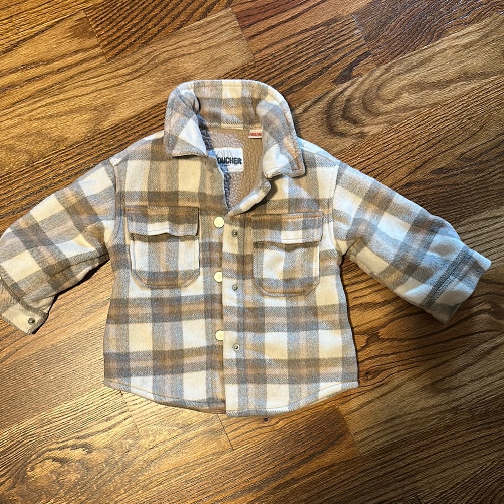 Kids Zara Plaid Button-Up Jacket